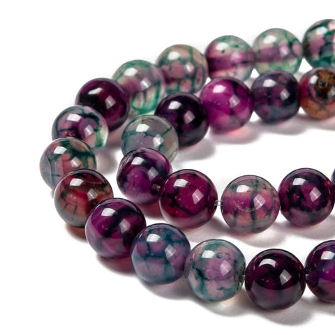 BeadsBalzar Beads & Crafts (BG7696-X) Natural Dragon Veins Agate Beads Strands, Dyed, Round, 8mm (1 STR)