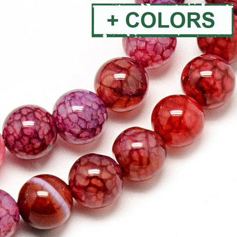 BeadsBalzar Beads & Crafts (BG7696-X) Natural Dragon Veins Agate Beads Strands, Dyed, Round, 8mm (1 STR)