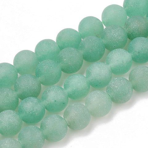 BeadsBalzar Beads & Crafts (BG7792-6) Natural Green Aventurine Beads Strands, Frosted, Round, 6mm