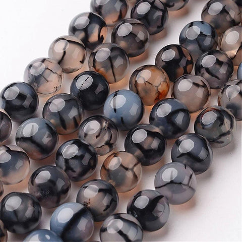 BeadsBalzar Beads & Crafts (BG7793-10) Natural Dragon Veins Agate Beads Strands, Round,10mm
