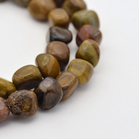 BeadsBalzar Beads & Crafts (BG7810-41) Natural Petrified Wood Bead Strands, 5~7mm