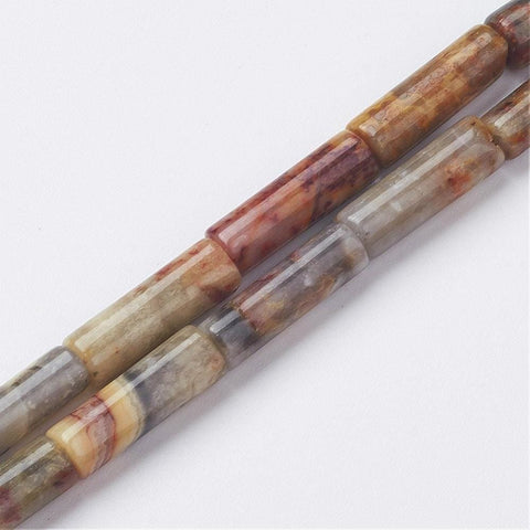 BeadsBalzar Beads & Crafts (BG7888-F11) Natural Crazy Agate Bead Strands, Tube 3.5~5mm