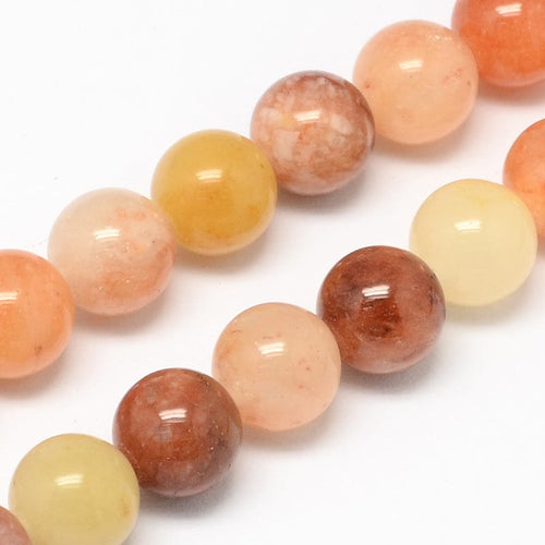 BeadsBalzar Beads & Crafts (BG8436-6MM) Natural Red and Yellow Jade Bead Strands, Round 6mm (1 STR)