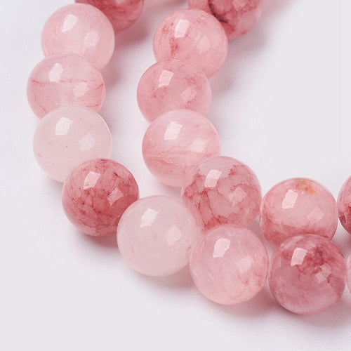 BeadsBalzar Beads & Crafts (BG8437-4MM) Natural Colorful Green Jade Beads Strands, Dyed, Round, Misty Rose 4mm (1 STR)