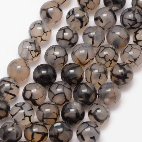 BeadsBalzar Beads & Crafts (BG8446-01) Natural Dragon Veins Agate Bead Strands, Round, Coffee  8mm (1 STR)