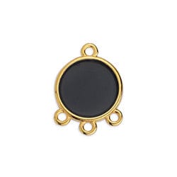 BeadsBalzar Beads & Crafts BLACK / 24.KT.GD.PL. (GQC8454-G565) (GQC8454-X) Ally Ring 14mm pendant with 3 rings (2 PCS)