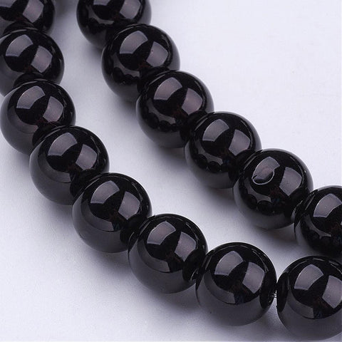 BeadsBalzar Beads & Crafts BLACK (BP3760-B20) (BP3760-X) pearlized Glass pearls 12mm (1 STR)