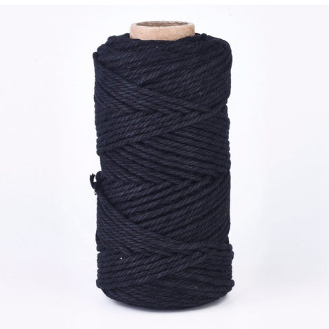 BeadsBalzar Beads & Crafts BLACK (CC7935-04) (CC7935-X) Cotton String Threads, Macrame Cord, 3mm (100m)/roll.