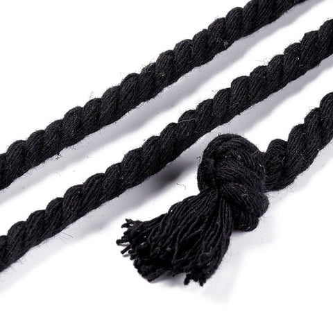 BeadsBalzar Beads & Crafts BLACK (CT8494-BLA) (CT8494-X) Cotton Thread Cords, 3-Ply twisted cord measures approx. 5mm (10 MTRS)