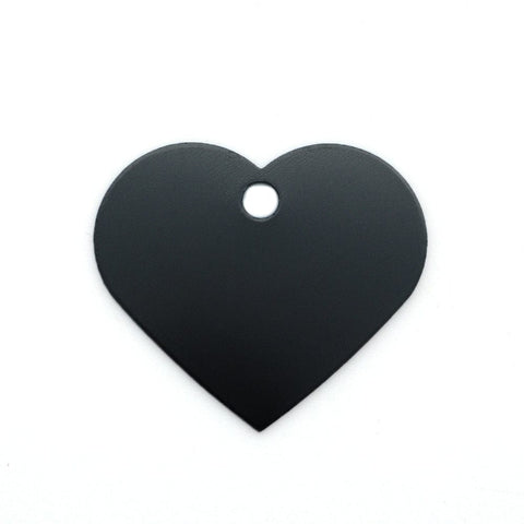 BeadsBalzar Beads & Crafts BLACK (HA8013-4) (HA8013-X) Colored Aluminum Double Sided Dog ID Tag Heart,  33x37.6mm (2 PCS)