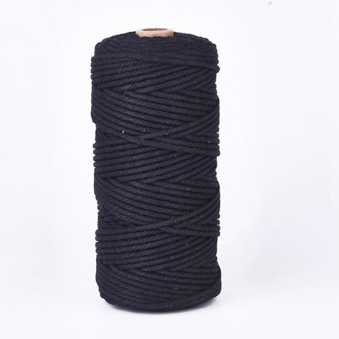 BeadsBalzar Beads & Crafts BLACK (MC7936-04) (MC7936-X) Cotton String Threads, Macrame Cord, 2mm  (100m/roll).