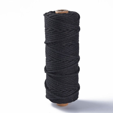 BeadsBalzar Beads & Crafts BLACK (MC8283-05) (MC8283-X) Cotton String Threads, Macrame Cord, 3mm 50m)/roll.