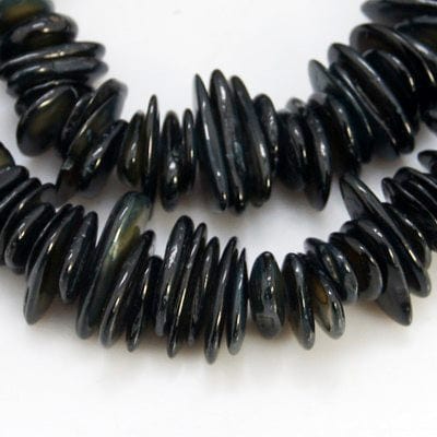 BeadsBalzar Beads & Crafts BLACK (SH6535-8) (SH6535X) Natural Shell Beads Strands, Dyed, Chips, 3~7mm wide