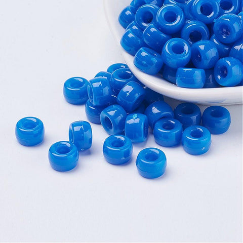BeadsBalzar Beads & Crafts BLUE (AB4383-10) (AB4383-X) ) Opaque Acrylic European Beads, Barrel, 9mm  (+-50 PCS)