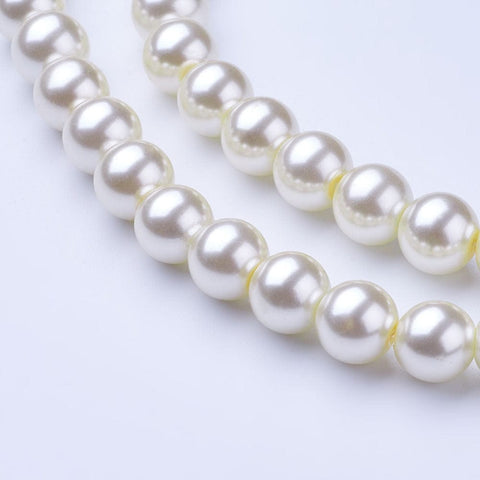 BeadsBalzar Beads & Crafts (BP1937) Glass Pearl Beads Strands, Pearlized, Round, Ivory 10mm (1 STR)