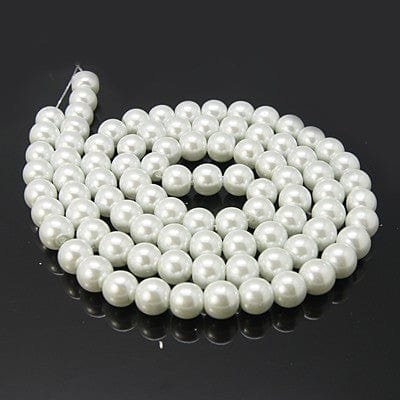 BeadsBalzar Beads & Crafts (BP3760) WHITE (BP3760-X) pearlized Glass pearls 12mm