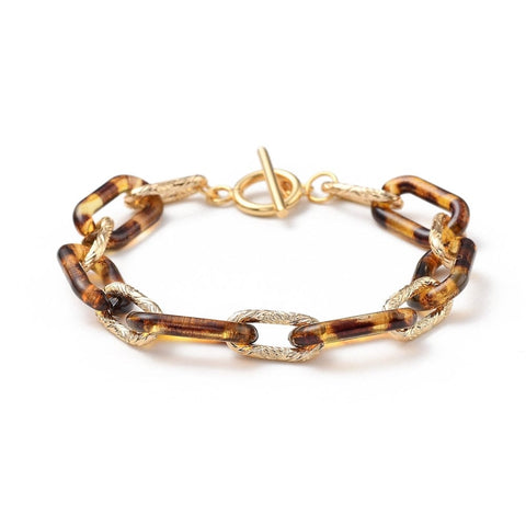 BeadsBalzar Beads & Crafts (BR7417-01) GOLDENROD (BR7417-X) Acrylic & Aluminum Paperclip Chain Bracelet (19.8cm) (1 PC)