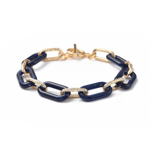BeadsBalzar Beads & Crafts (BR7417-04) MIDNIGHT BLUE (BR7417-X) Acrylic & Aluminum Paperclip Chain Bracelet (19.8cm) (1 PC)