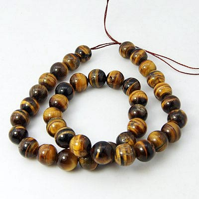 BeadsBalzar Beads & Crafts (BT7174A) Natural Tiger Eye Beads Strand, Grade A, Dyed, Round, Goldenrod 3mm
