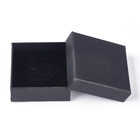 BeadsBalzar Beads & Crafts (BX8361-05A) Kraft Paper Cardboard Jewelry Boxes, Ring/Earring Box, Square, Black (2 PCS)