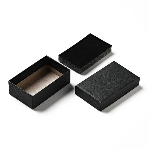 BeadsBalzar Beads & Crafts (BX8468-B) Texture Paper Box with Sponge Mat Inside, Rectangle, Black 5.1x8.1cm (2 PCS)