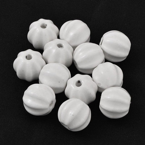 BeadsBalzar Beads & Crafts (CB5302) Glazed Porcelain, Pumpkin, White 13mm (10 PCS)