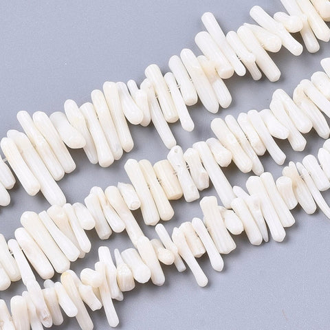 BeadsBalzar Beads & Crafts (CB7418-01A) Sea Bamboo Coral Beads Strands, Dyed, Tube, Floral White  4~20mm long