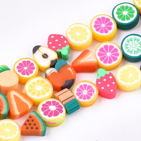 BeadsBalzar Beads & Crafts (CB7490-24) Handmade Polymer Clay Beads , Fruit Theme, 7~11mm long (20 PCS)
