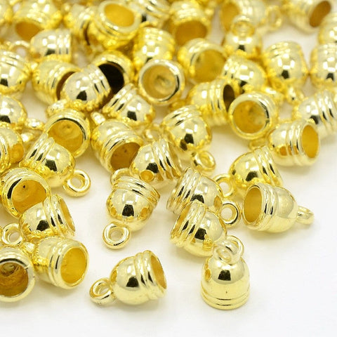 BeadsBalzar Beads & Crafts (CE2887-A) CCB Style Acrylic Cord Ends, Golden 10mm , 5mm inner  (+/-40PCS)
