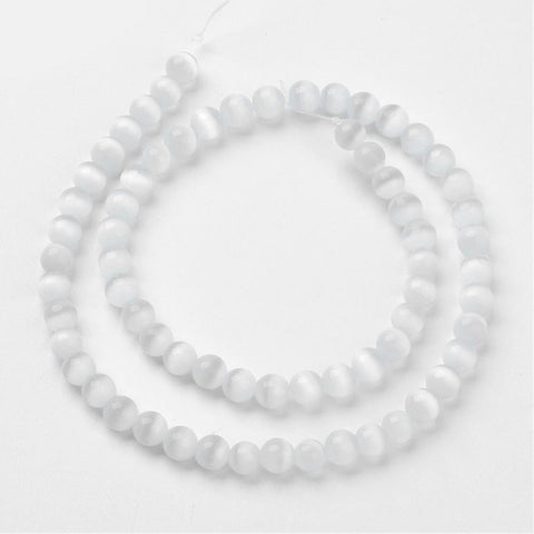 BeadsBalzar Beads & Crafts (CE4129) Cats Eye beads White 8mm (+-49 PCS)