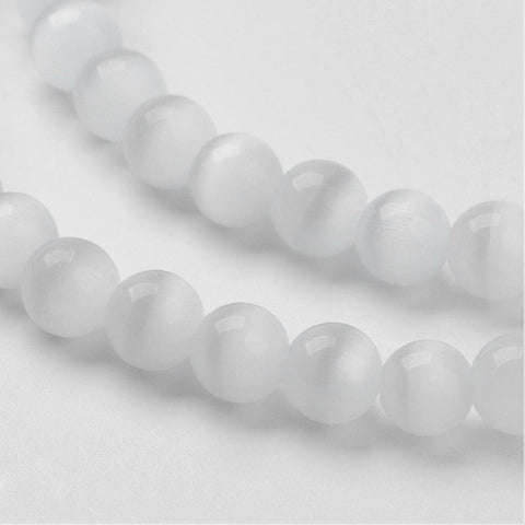 BeadsBalzar Beads & Crafts (CE4129) Cats Eye beads White 8mm (+-49 PCS)