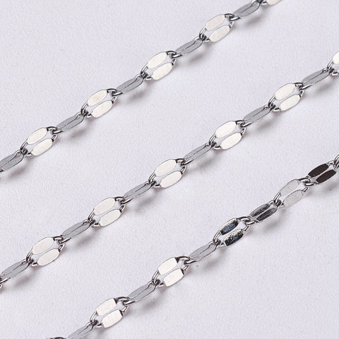 BeadsBalzar Beads & Crafts (CH414) 304 Stainless Steel Cable Chains, 4X2MM (2 METERS)