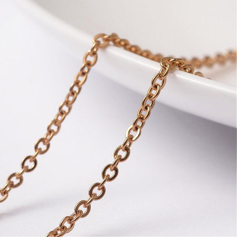 BeadsBalzar Beads & Crafts (CH4242) 304 Stainless Steel Cable Chains, Golden 2mm wide,  (2 MTRS OR 25METS)