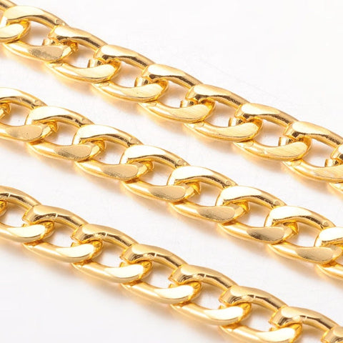 BeadsBalzar Beads & Crafts (CH4352) Aluminum Chain Gold 12mm (2 METS)