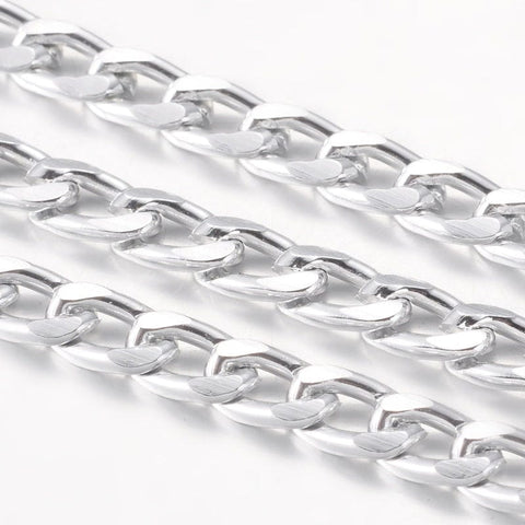 BeadsBalzar Beads & Crafts (CH4353) Alumnium Chain 12mm Silver (2 MTRS)