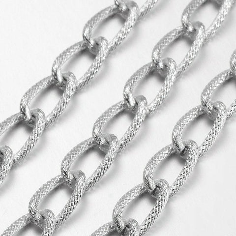 BeadsBalzar Beads & Crafts (CH4763) Silver Plated Aluminium Twisted Chains Curb Chains Size: about 21.8mm long, 12.8mm wide