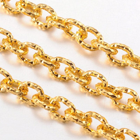 BeadsBalzar Beads & Crafts (CH4765A) Aluminium Cross Chains, Oval, Gold 7MM (2 METS)