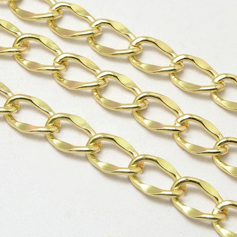 BeadsBalzar Beads & Crafts (CH5445) Aluminium Curb Chains, Lead Free & Nickel Free, Golden 16MM