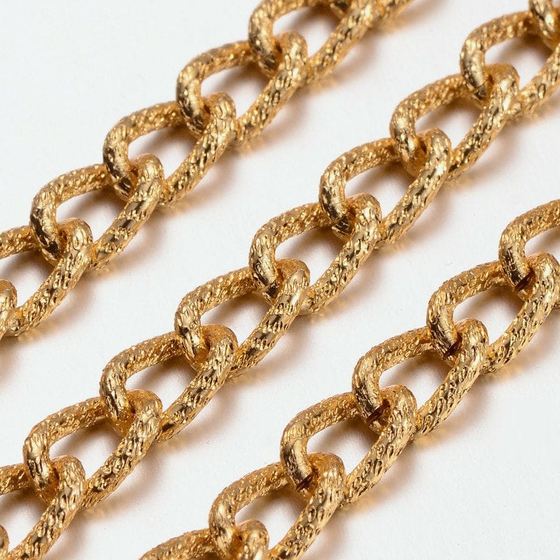 BeadsBalzar Beads & Crafts (CH5496) Aluminium Twisted Chains Curb Chains, Oval, Gold 13mm (2 MET)