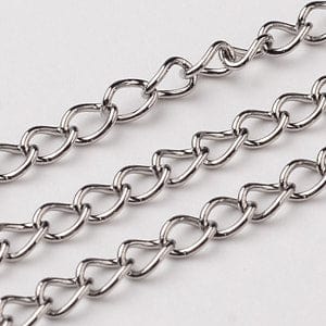 BeadsBalzar Beads & Crafts (CH5694) 304 Stainless Steel Curb Chains Twisted Chains, Soldered, 4MM