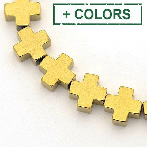 BeadsBalzar Beads & Crafts (CH5696-X) Hematite Greek Cross Beads 10mm (10 PCS)
