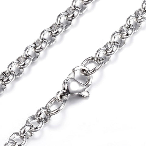 BeadsBalzar Beads & Crafts (CH5814) 304 Stainless Steel Necklaces, Rolo Chain Necklaces