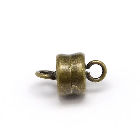 BeadsBalzar Beads & Crafts (CL5806) Column Brass Magnetic Clasps, Antique Bronze Size: about 6mm wide, 10mm long,