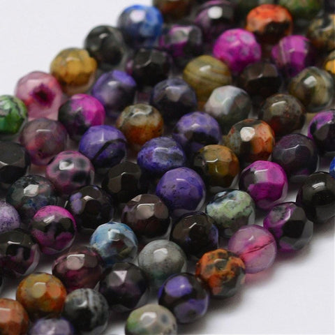 BeadsBalzar Beads & Crafts COLORFUL (BG4725-A07) (BG4257-X) Faceted Natural Agate Beads Strands, Round, Dyed 4MM (1 STR)