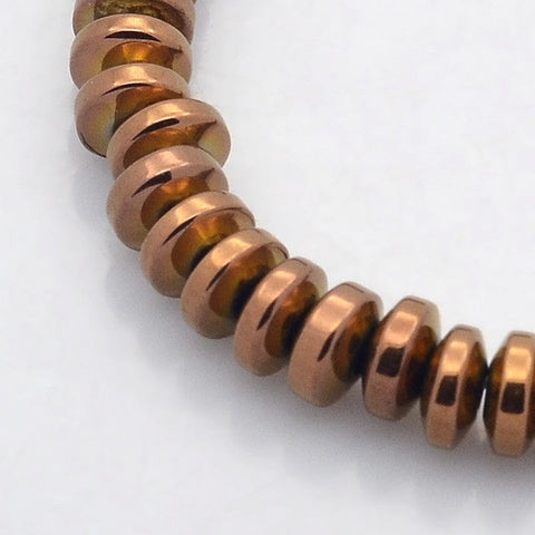 BeadsBalzar Beads & Crafts COPPER PLATED (HB5886B) (HB5886A) Synthetic Hematite Rondelle  6x3mm (1 STR)