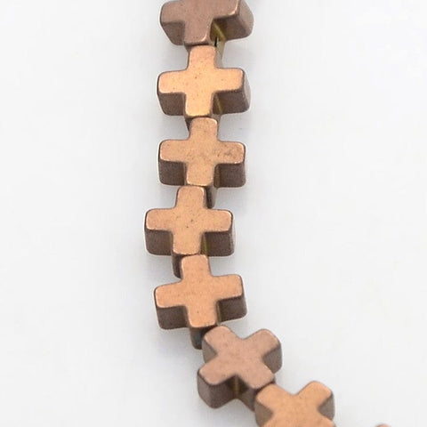 BeadsBalzar Beads & Crafts COPPER PLATED (HB5894-05) (HB5894-X) Electroplate Non-magnetic Synthetic Hematite Cross,4x4mm (+- 50 PCS)