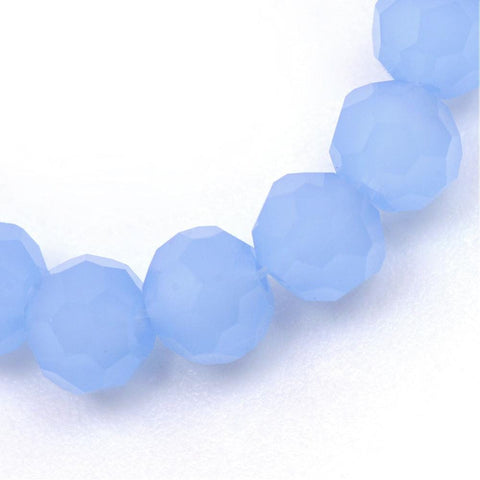 BeadsBalzar Beads & Crafts CORNFLOWER BLUE (BE8039-03D) (BE8039-X) Imitation Jade Glass Bead Strands, Faceted Round, 4~5mm