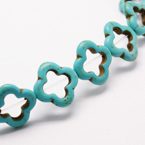 BeadsBalzar Beads & Crafts Cross Synthesis Turquoise Beads Strands, Dyed, Turquoise 19MM (CR5155)