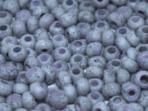 BeadsBalzar Beads & Crafts (CSB6-03050-14449E) CZECH SEED BEADS 6/0 CHALK WHITE ETCHED GREY LUSTER (25 GMS)