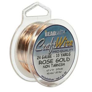 BeadsBalzar Beads & Crafts (CW24R-RG-10) BEADSMITH CRAFT WIRE 24GA ROUND 10YD SPL ROSE GOLD